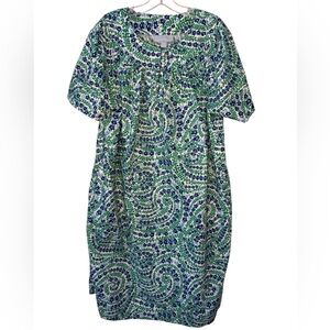 Only Necessities Green Blue Floral Paisley Housedress Lounge Dress M (14/16)